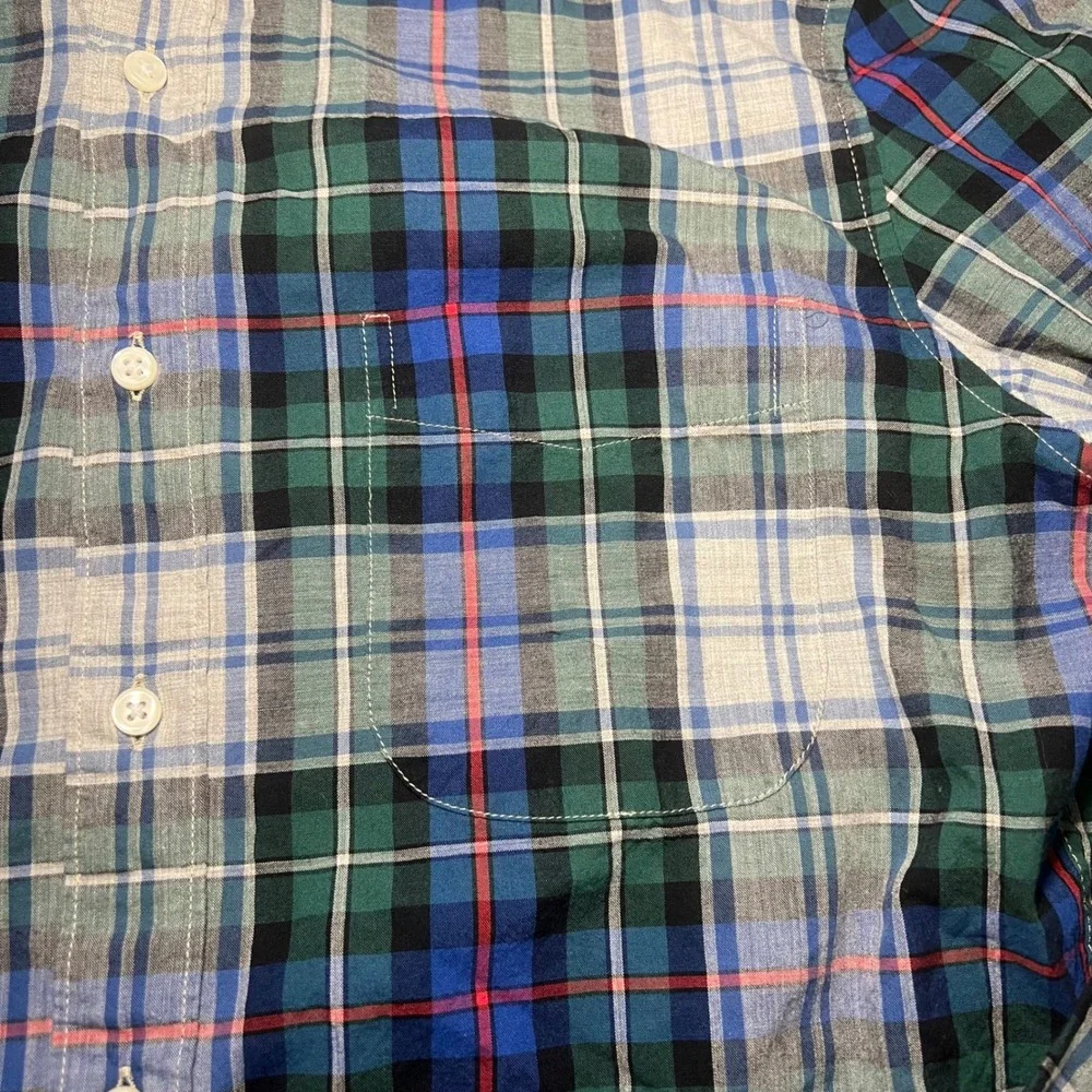 J Crew Classic Fit Plaid Button Down Shirt Mens Size‎ S Blue Green Red Cotton